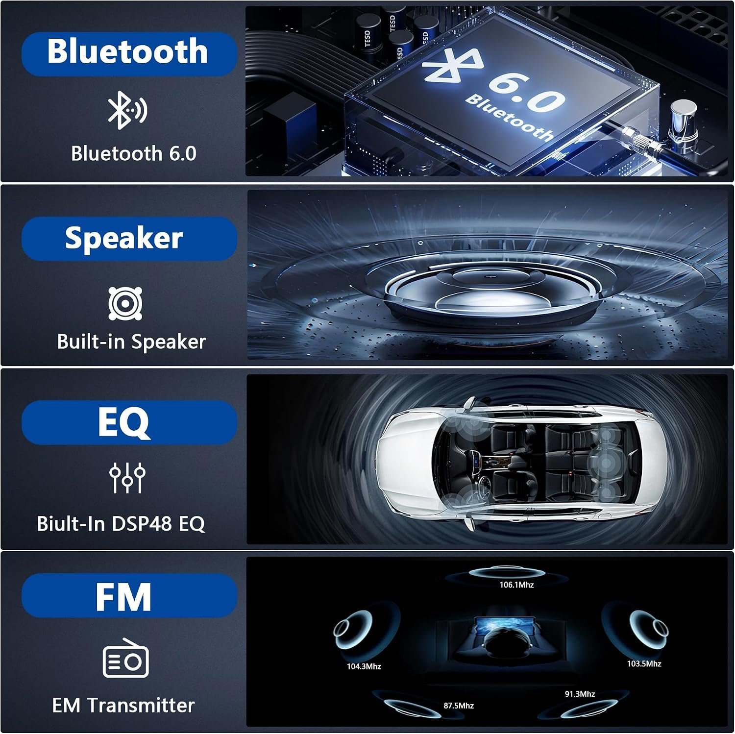 Gazel Autoradio 1Din Écran Tactile 5" IPS - Apple CarPlay et Android Auto Sans Fil Charge Rapide Type-C - راديو سيارة ذكي بشاشة لمس 5 بوصة تدعم و لاسلكيًا" - الصورة 2