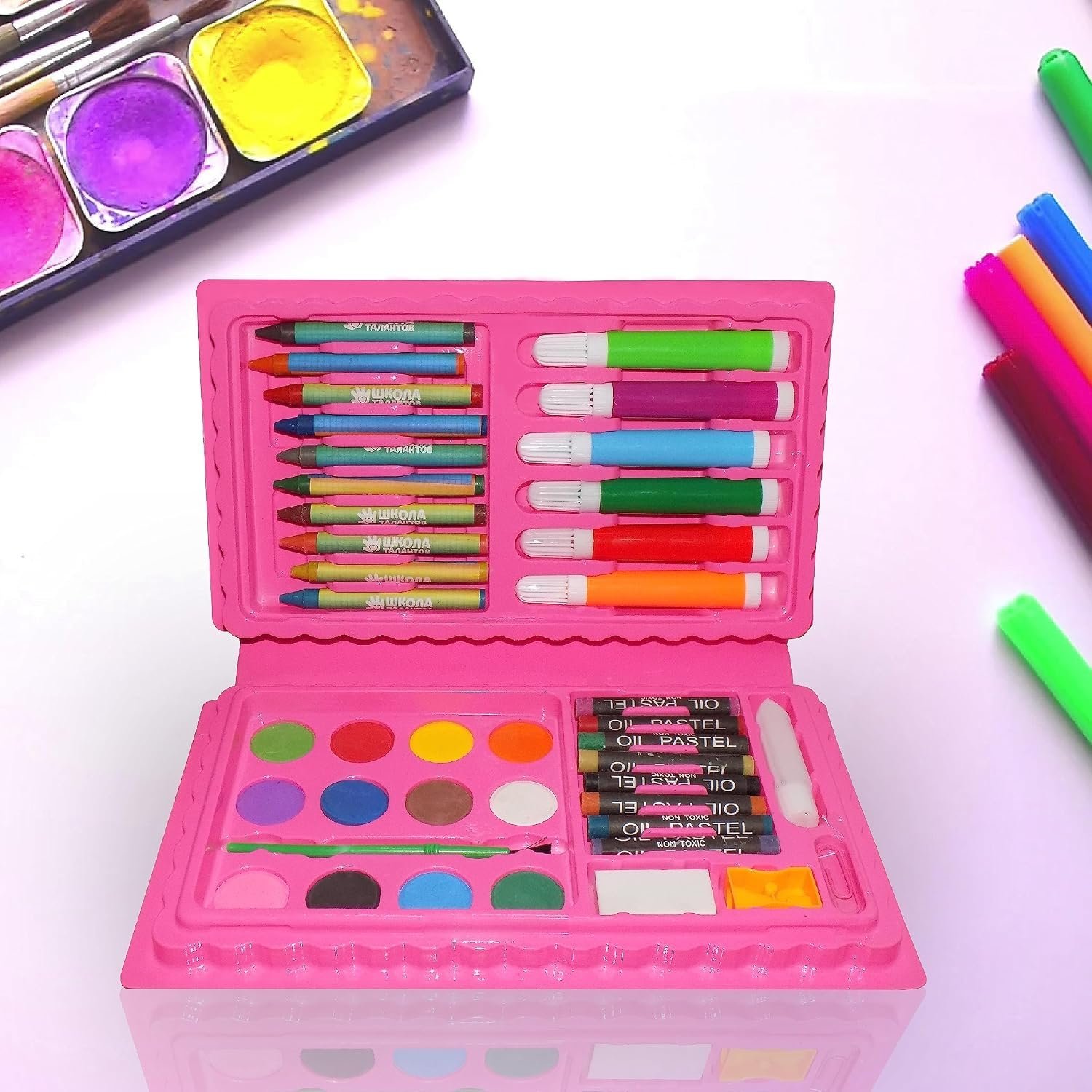 Kit d'Art Complet Peinture pour Enfants 42Pcs - علبة أدوات الرسم والتلوين الشاملة للأطفال مع حقيبة محمولة - الصورة 3