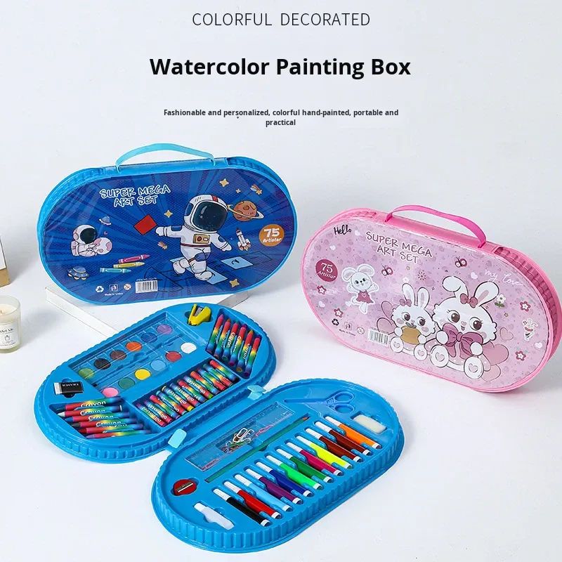Kit d'Art Super Mega 75 Pièces pour Enfants avec Mallette de Rangement - علبة أدوات الرسم والتلوين الفاخرة للأطفال 75 قطعة مع حقيبة - الصورة 4