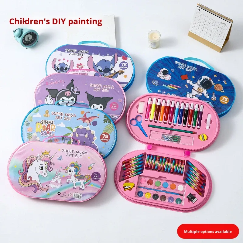 Kit d'Art Super Mega 75 Pièces pour Enfants avec Mallette de Rangement - علبة أدوات الرسم والتلوين الفاخرة للأطفال 75 قطعة مع حقيبة - الصورة 5