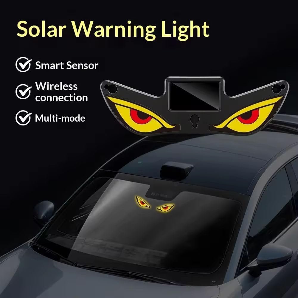 Lampe Signale de Fenêtre Voiture Motif Devil Eye Énergie Solaire et Type-C - مصباح نافذة السيارة ليلي يعمل بالطاقة الشمسية - الصورة 10