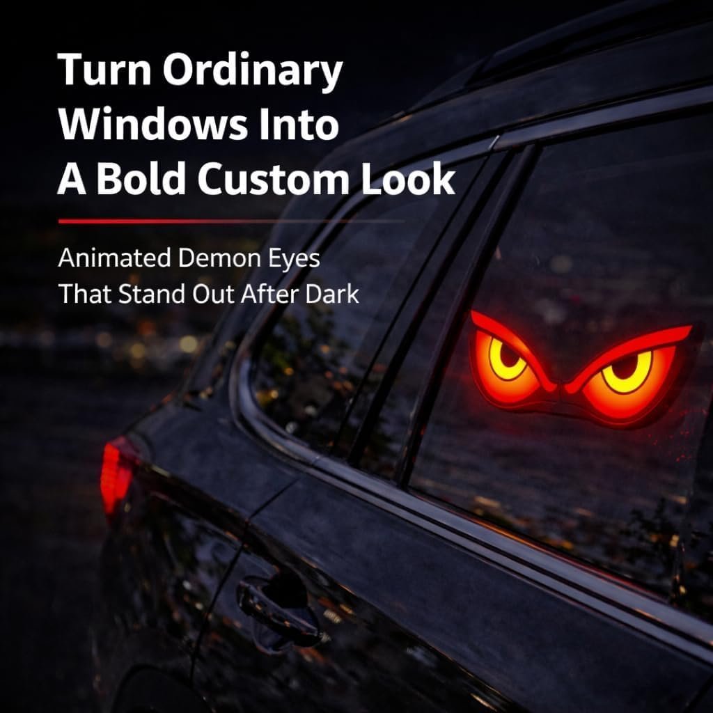 Lampe Signale de Fenêtre Voiture Motif Devil Eye Énergie Solaire et Type-C - مصباح نافذة السيارة ليلي يعمل بالطاقة الشمسية - الصورة 2