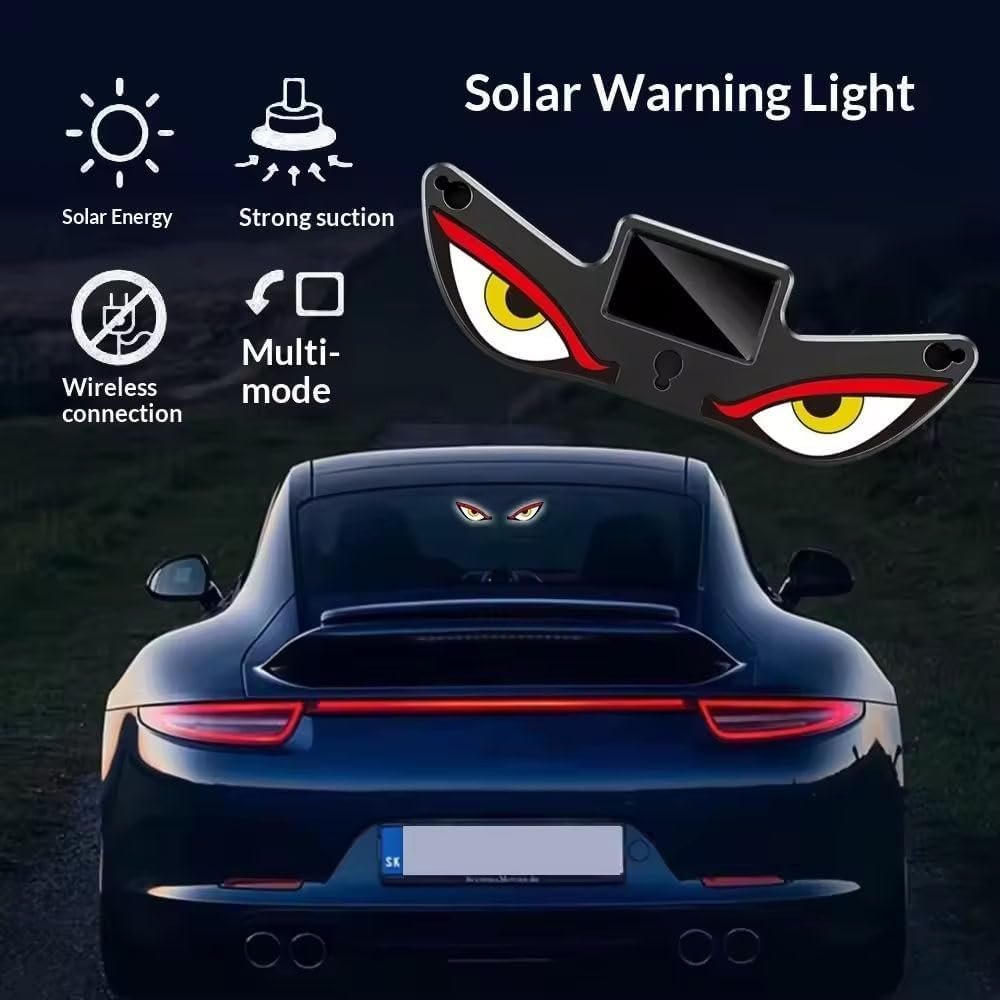 Lampe Signale de Fenêtre Voiture Motif Devil Eye Énergie Solaire et Type-C - مصباح نافذة السيارة ليلي يعمل بالطاقة الشمسية - الصورة 5