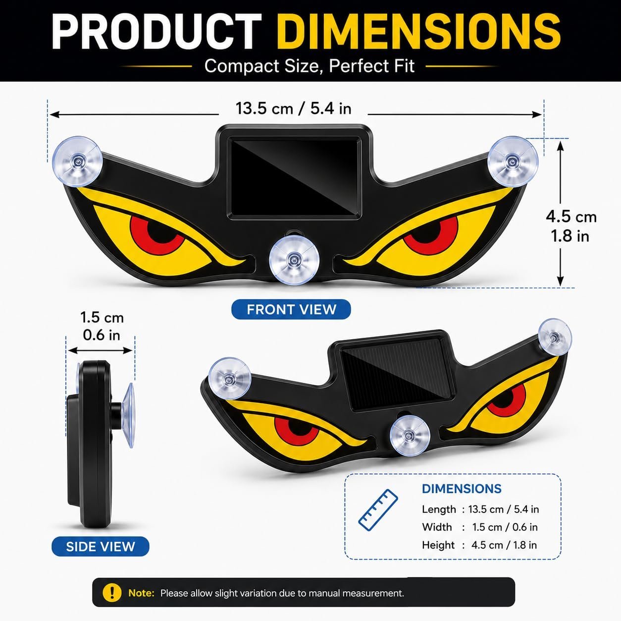 Lampe Signale de Fenêtre Voiture Motif Devil Eye Énergie Solaire et Type-C - مصباح نافذة السيارة ليلي يعمل بالطاقة الشمسية - الصورة 7
