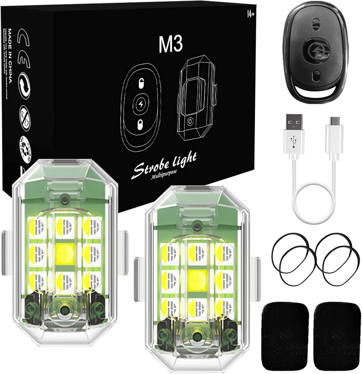 ⁦Mini Lumières LED Flash Anti-Collision avec Télécommande sans Fil 30 Modes 2Pcs - أضواء فلاش مع ريموت كنترول لاسلكي لسائقي الدراجات⁩ - الصورة ⁦11⁩