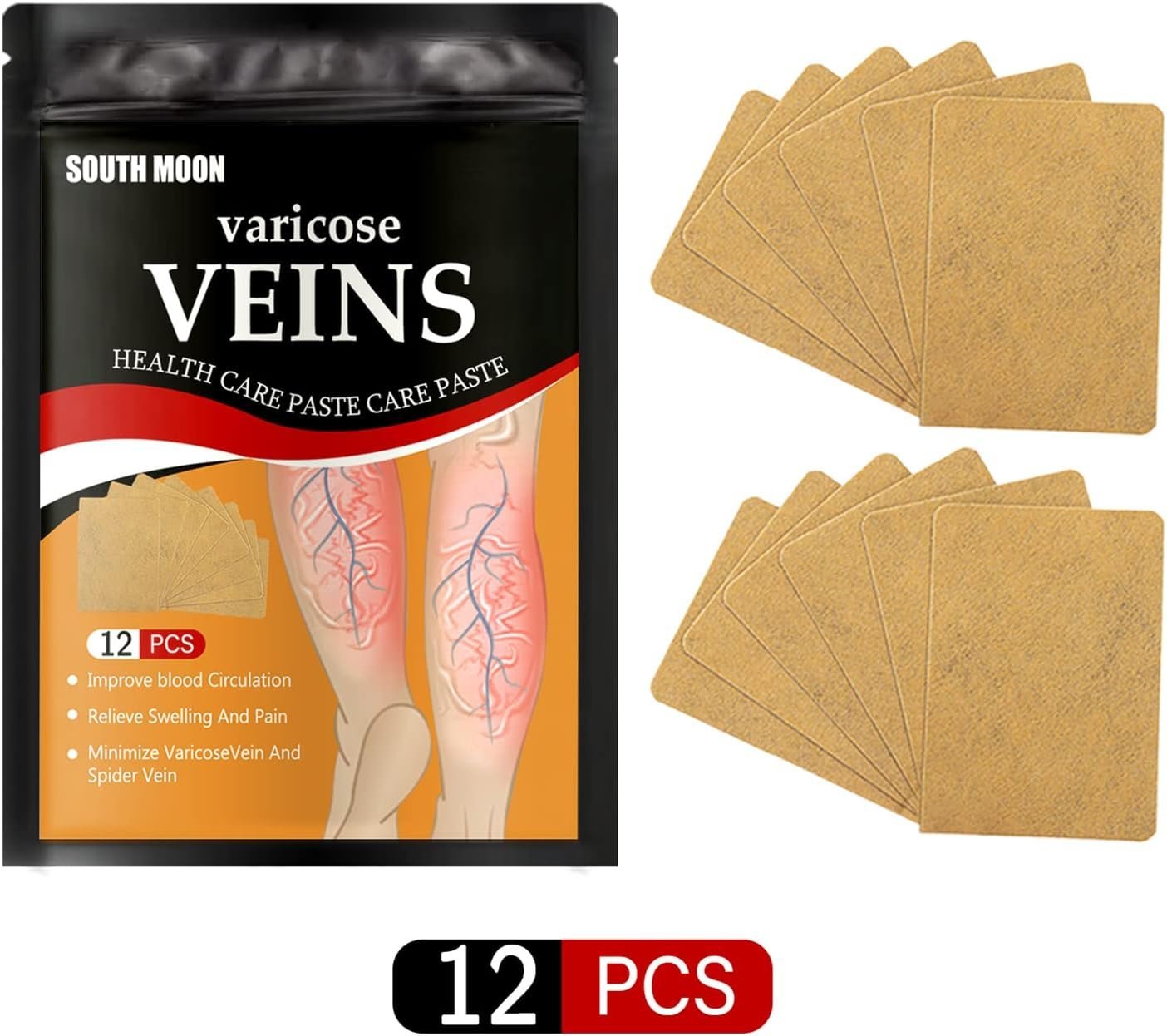 ⁦Patchs Herbales Anti-Varices Soulagement Douleur, Amélioration Circulation 12Pcs - لاصقات الأعشاب الطبيعية لعلاج الدوالي والدورة الدموية⁩ - الصورة ⁦6⁩