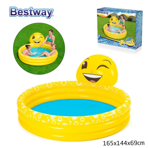 Piscine Gonflable Ronde Motif Emoji Pour Enfants 165 x 144 x 69 cm Bestway 53081