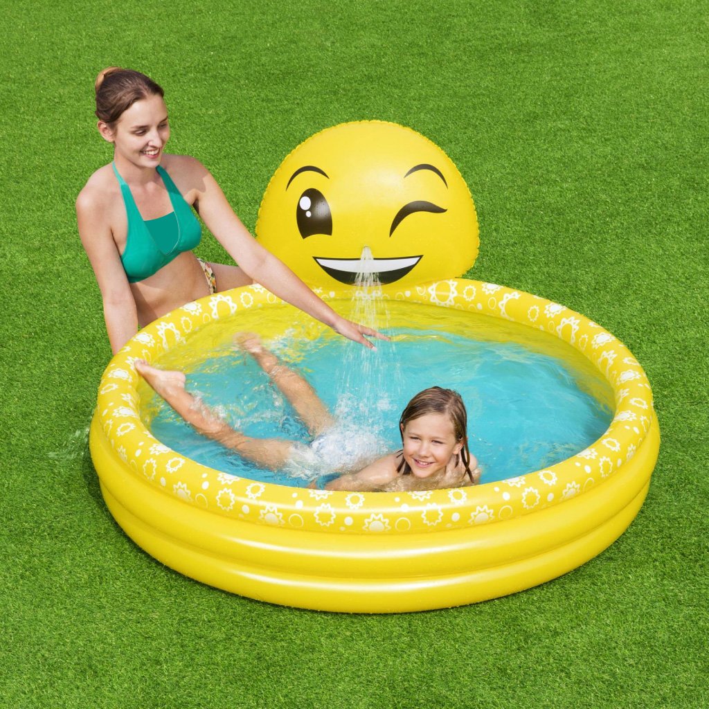 ⁦Piscine Gonflable Ronde Motif Emoji Pour Enfants 165 x 144 x 69 cm Bestway 53081⁩ - الصورة ⁦2⁩