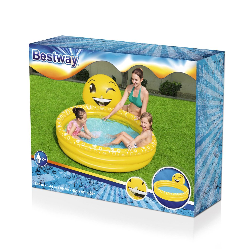 ⁦Piscine Gonflable Ronde Motif Emoji Pour Enfants 165 x 144 x 69 cm Bestway 53081⁩ - الصورة ⁦6⁩