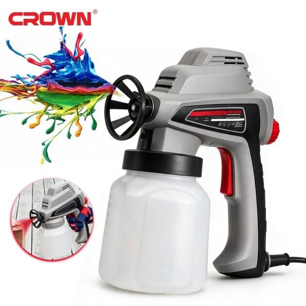 Pistolet à Peinture Électrique Crown 80W 700ml CT31012 Pression 140 Bar - مسدس رش دهان كهربائي 80 واط سعة 700 مل من كراون