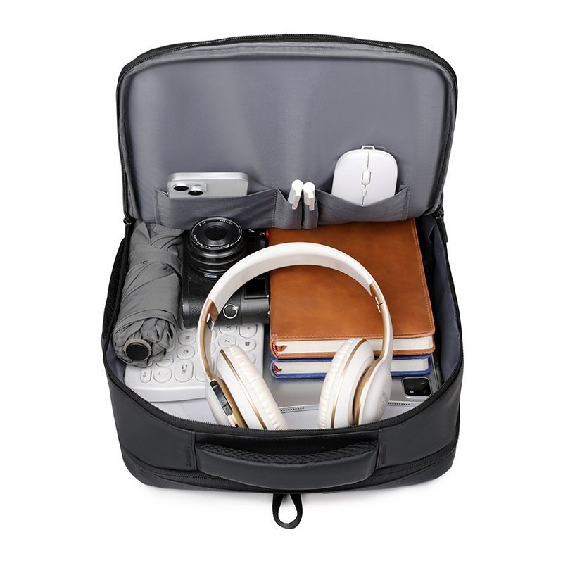 ⁦Sac à Dos Business Voyage pour Homme Convertible en Sac à Main Poche Extensible Noir SACHM01N - حقيبة ظهر للرجال متعددة الاستخدامات للكمبيوتر المحمول⁩ - الصورة ⁦4⁩
