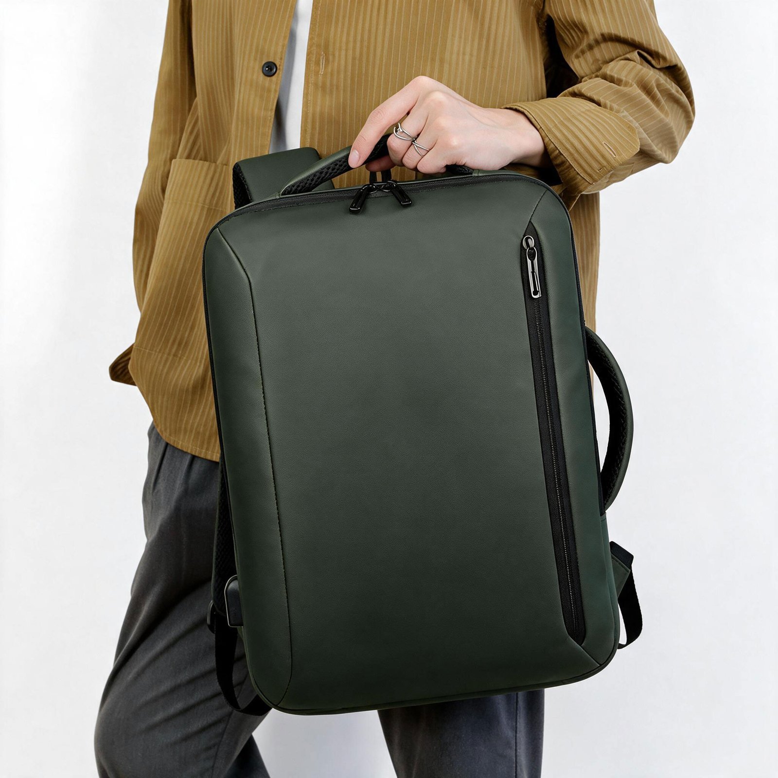Sac à Dos Business Voyage pour Homme Convertible en Sac à Main Poche Extensible Vert SACHM01V - حقيبة ظهر للرجال متعددة الاستخدامات للكمبيوتر المحمول - الصورة 4