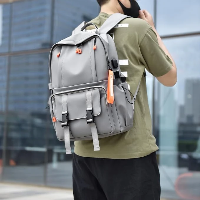 Sac à Dos Ergonomique et Imperméable Port USB Intégré Gris SACHM02G - حقيبة ظهر متعددة الوظائف للعمل والسفر مع منفذ شحن - الصورة 2