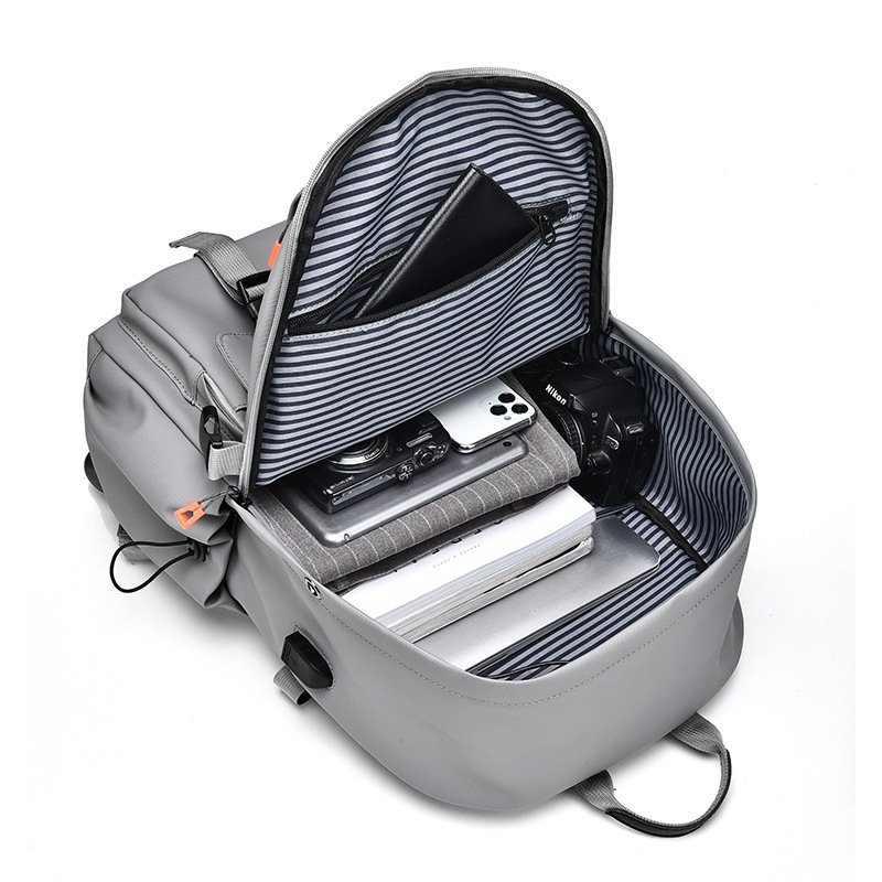 Sac à Dos Ergonomique et Imperméable Port USB Intégré Gris SACHM02G - حقيبة ظهر متعددة الوظائف للعمل والسفر مع منفذ شحن - الصورة 7