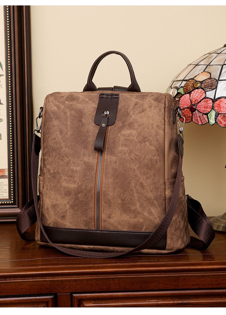 Sac à Dos Femme Antivol en Tissu Vintage avec Fermeture Arrière SACKDS39MR - حقيبة ظهر نسائية كاجوال متعددة الاستخدامات - الصورة 2