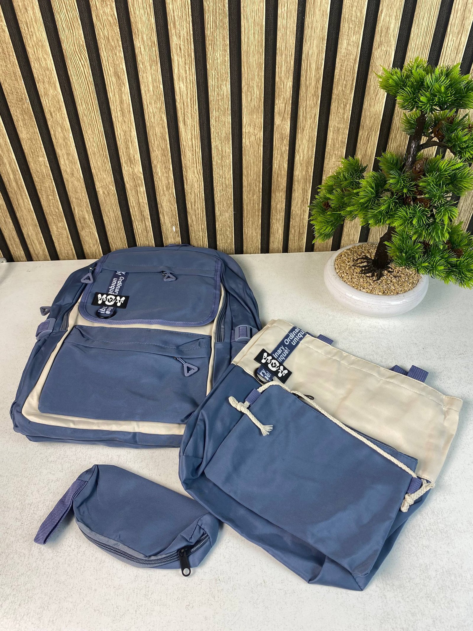 Sac à Dos Multifonctionnel Kawaii Grand Volume Imperméable et Résistant 4Pcs Bleu SACKDS12BL - حقيبة ظهر بعدة قطع بتصميم كاوايي - الصورة 2
