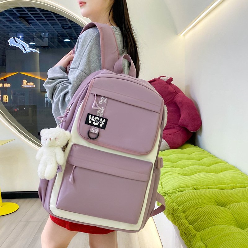 Sac à Dos Multifonctionnel Kawaii Grand Volume Imperméable et Résistant 4Pcs Mauve SACKDS12MV - حقيبة ظهر بعدة قطع بتصميم كاوايي - الصورة 3