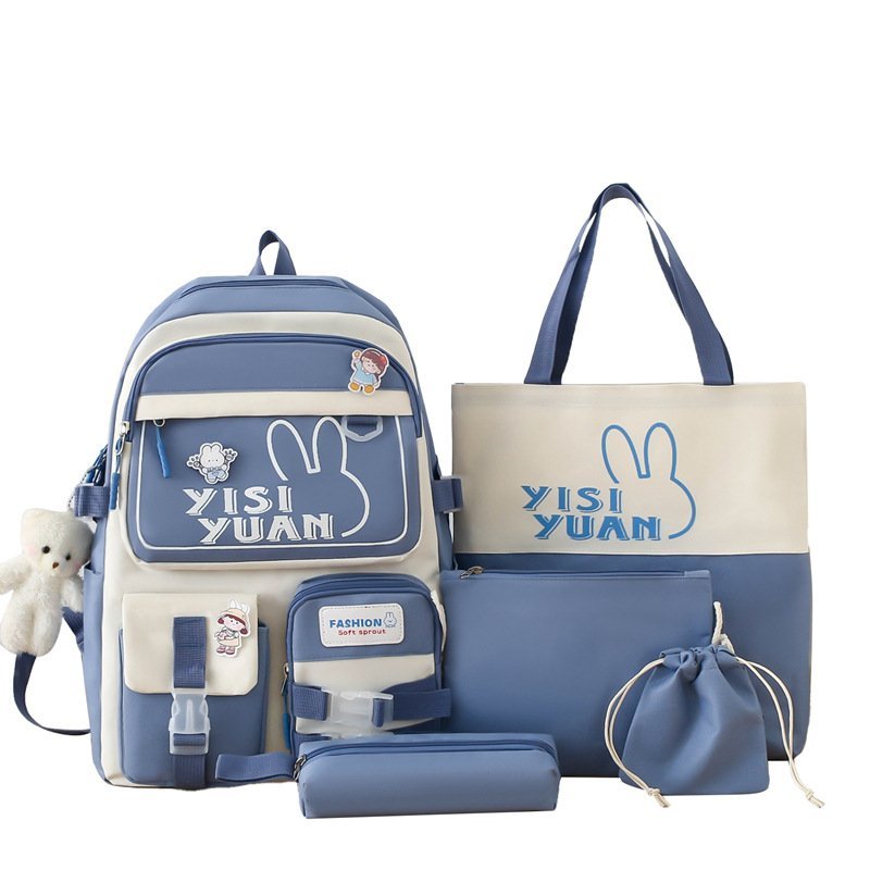 ⁦Sac à Dos Multifonctionnel Kawaii Grand Volume Imperméable et Résistant 5Pcs Bleu SACKDS29BL - حقيبة ظهر بعدة قطع بتصميم كاوايي⁩ - الصورة ⁦5⁩