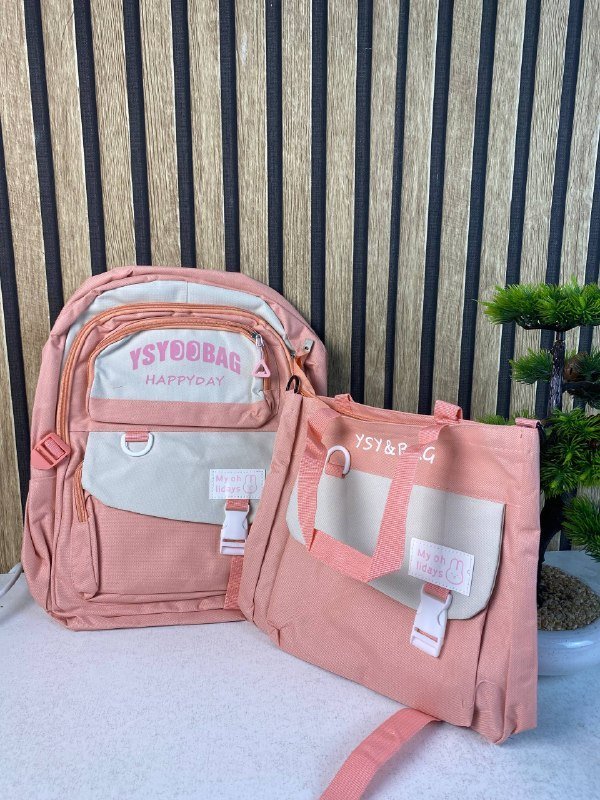 Sac à Dos Multifonctionnel Kawaii Grand Volume Imperméable et Résistant 5Pcs Rose SACKDS10RS - حقيبة ظهر بعدة قطع بتصميم كاوايي - الصورة 3