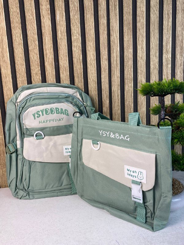 Sac à Dos Multifonctionnel Kawaii Grand Volume Imperméable et Résistant 5Pcs Vert SACKDS10VR - حقيبة ظهر بعدة قطع بتصميم كاوايي - الصورة 2