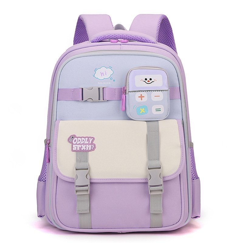 Sac à Dos Scolaire Enfant avec Trousse Motif Calculatrice Tissu Imperméable Mauve SACKDS34MV - حقيبة ظهر مدرسية للأطفال - الصورة 2