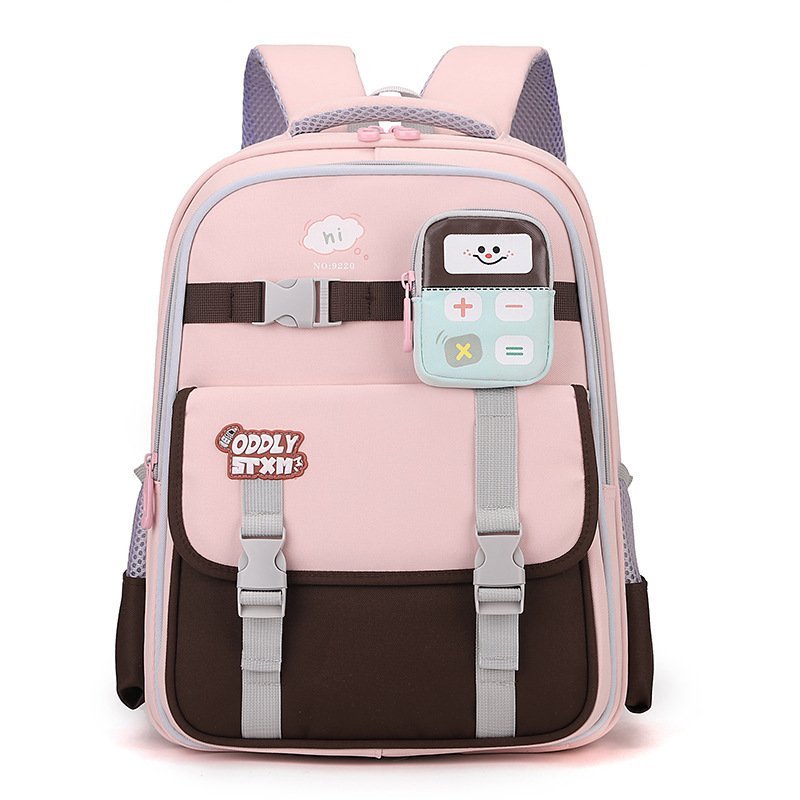 Sac à Dos Scolaire Enfant avec Trousse Motif Calculatrice Tissu Imperméable Rose SACKDS34RS - حقيبة ظهر مدرسية للأطفال - الصورة 2
