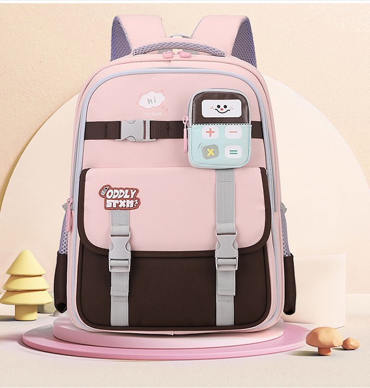 Sac à Dos Scolaire Enfant avec Trousse Motif Calculatrice Tissu Imperméable Rose SACKDS34RS - حقيبة ظهر مدرسية للأطفال - الصورة 3