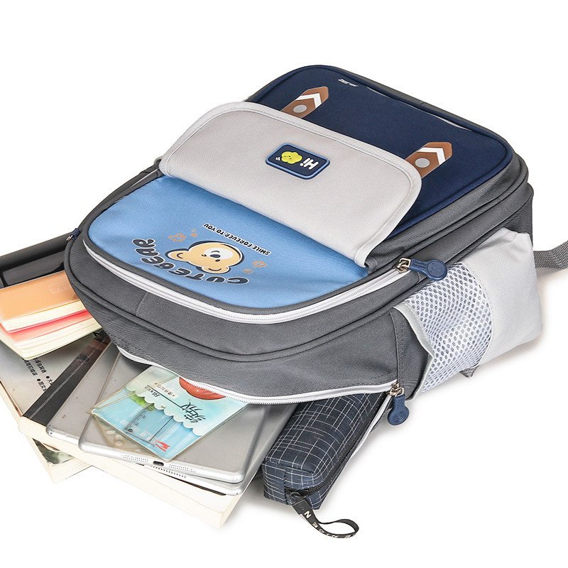 Sac à Dos Scolaire Enfant Motif Ours Cute Bear Design Ergonomique Bleu Ciel SACKDS28BC - حقيبة ظهر مدرسية للأطفال بتصميم الدب اللطيف - الصورة 2