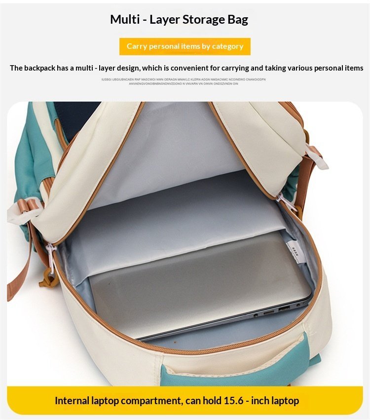 Sac à Dos Scolaire Motif Lapin Happy Easter Ergonomique Tissu Imperméable Vert SACKDS31V - حقيبة ظهر مدرسية وعصرية بتصميم الأرنب اللطيف - الصورة 3