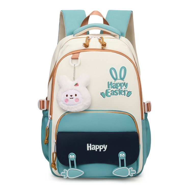 Sac à Dos Scolaire Motif Lapin Happy Easter Ergonomique Tissu Imperméable Vert SACKDS31V - حقيبة ظهر مدرسية وعصرية بتصميم الأرنب اللطيف - الصورة 8