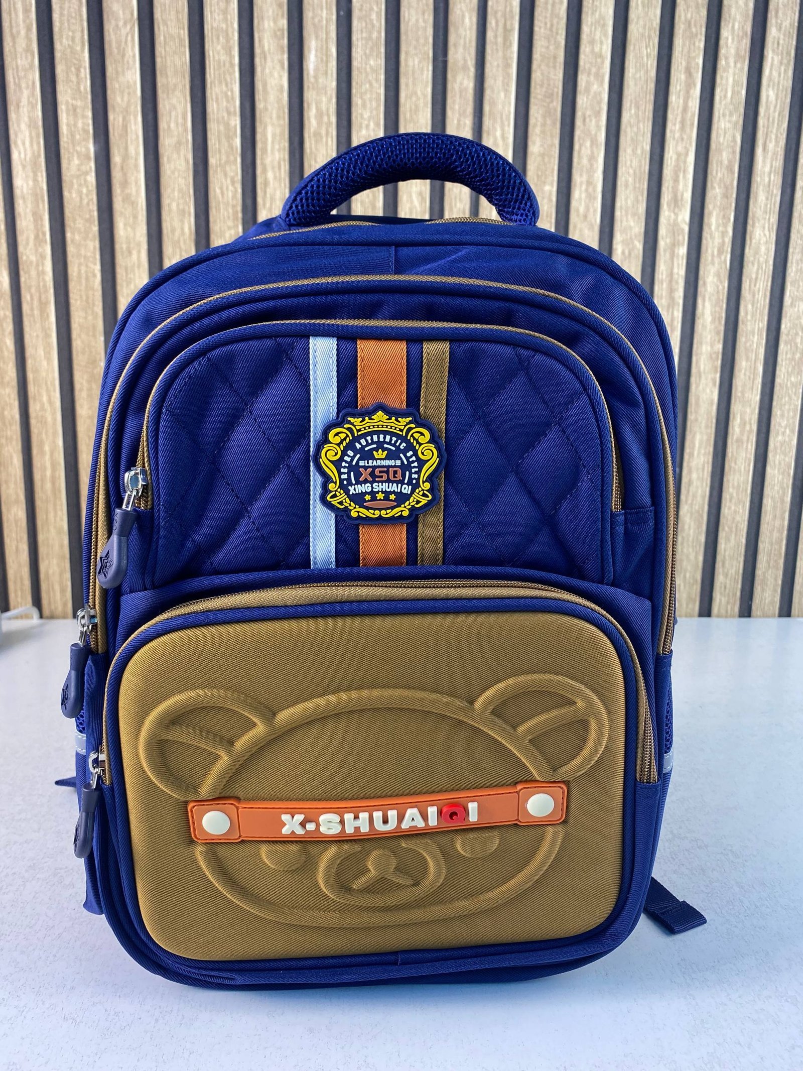 Sac à Dos Scolaire Style Kawaii Grand Volume Tissu Imperméable Bleu et Marron SACKDS18BM - حقيبة مدرسية بتصميم كاوايي - الصورة 2