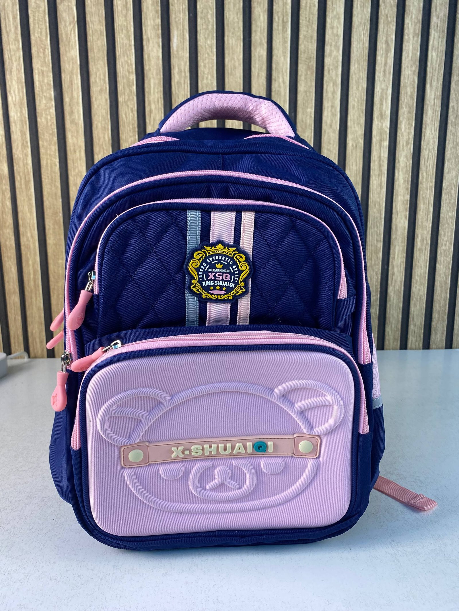Sac à Dos Scolaire Style Kawaii Grand Volume Tissu Imperméable Bleu et Marron SACKDS18BRS - حقيبة مدرسية بتصميم كاوايي - الصورة 2