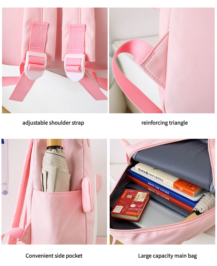 Sac à Dos Scolaires Enfant 3 en 1 Motif Grenouille Rose Language Style Dos Kawaii Rose SACKDS32RS - طقم حقائب مدرسية للأطفال 3 في 1 بتصميم الضفدع اللطيف - الصورة 5