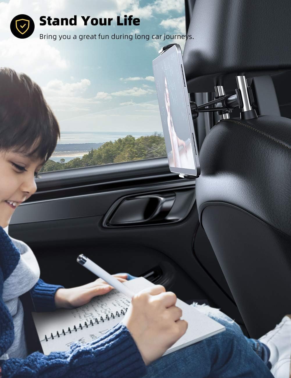 ⁦Support de Voiture pour Appui-Tête Tablettes et Smartphones avec Accès Chargeur - حامل هاتف وتابلت لمقعد السيارة الخلفي قابل للدوران 360 درجة⁩ - الصورة ⁦10⁩