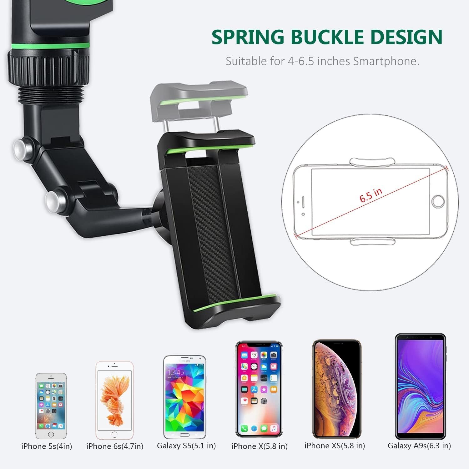 Support Téléphone Voiture pour Rétroviseur Rotation 360°, Bras Long Ajustable - حامل هاتف لمرآة الرؤية الخلفية للسيارة مع دوران 360° وذراع قابل للتعديل - الصورة 7