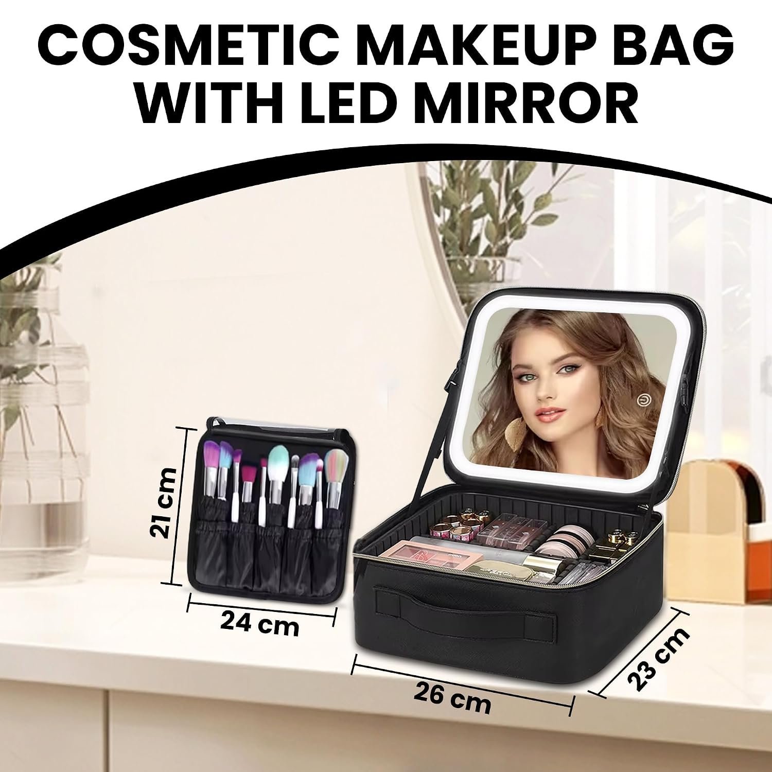 Trousse de Maquillage et Voyage avec Miroir LED Intégré 3 Modes de Lumière - حقيبة تنظيم المكياج والسفر مع مرآة مضيئة - الصورة 5