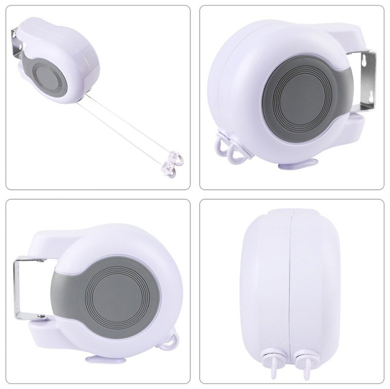 Double Corde à Linge Rétractable Automatique 30m Fixation Murale 2 Lignes Indépendantes - حبل غسيل أوتوماتيكي مزدوج قابل للسحب بطول 30 متراً (15×2)